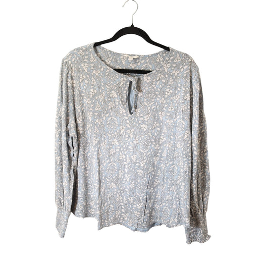 Lucky Grey Blue Long Sleeve Top XL Cotton Modal Floral