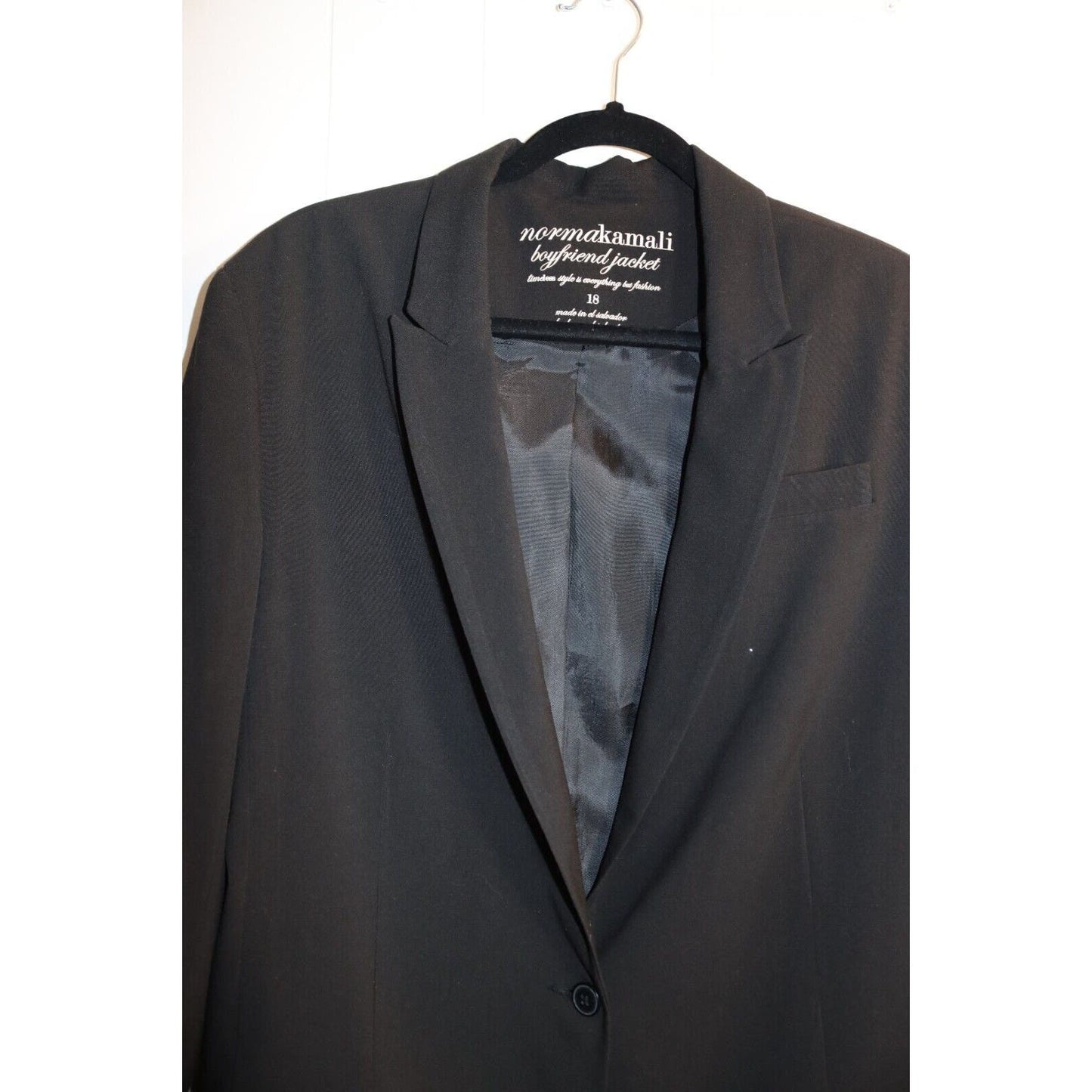 Norma Kamali Boyfriend Blazer Jacket Black One Button