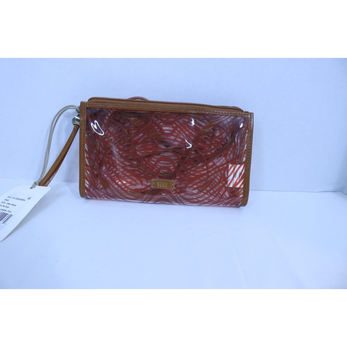 HOBO NWT Orange and tan Women's Jewel Clear Crossbody Leather Trim Purse