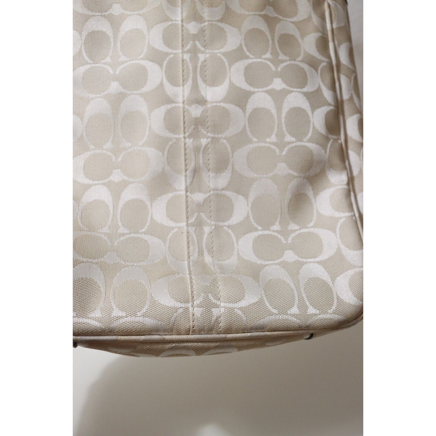Authentic COACH Signature Lunch Tote 1464 Cream Jacquard Leather - Tote Bag
