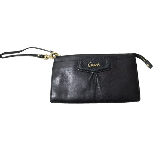 Coach Black Leather Wristlet/Wallet