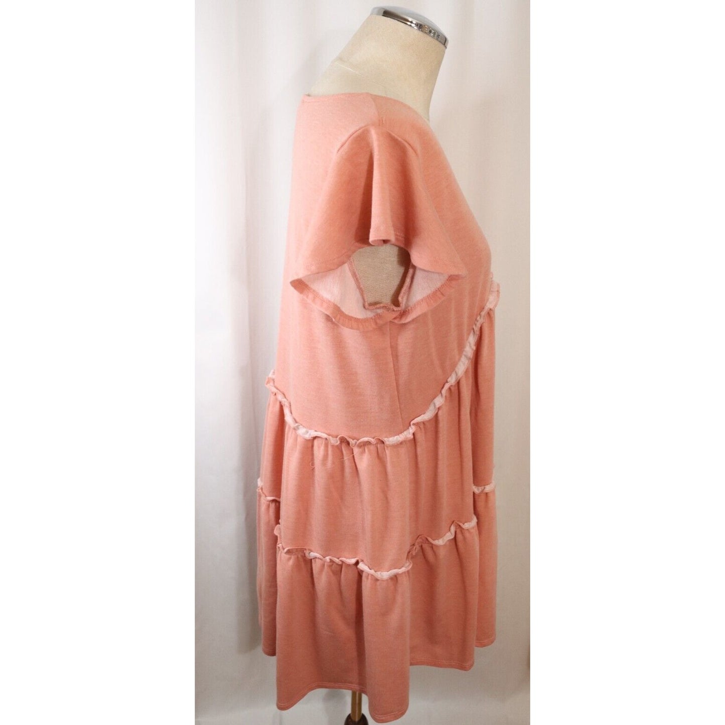 Altar'd State Peach Mini Shift Dress V Neck Short Sleeve Size Medium