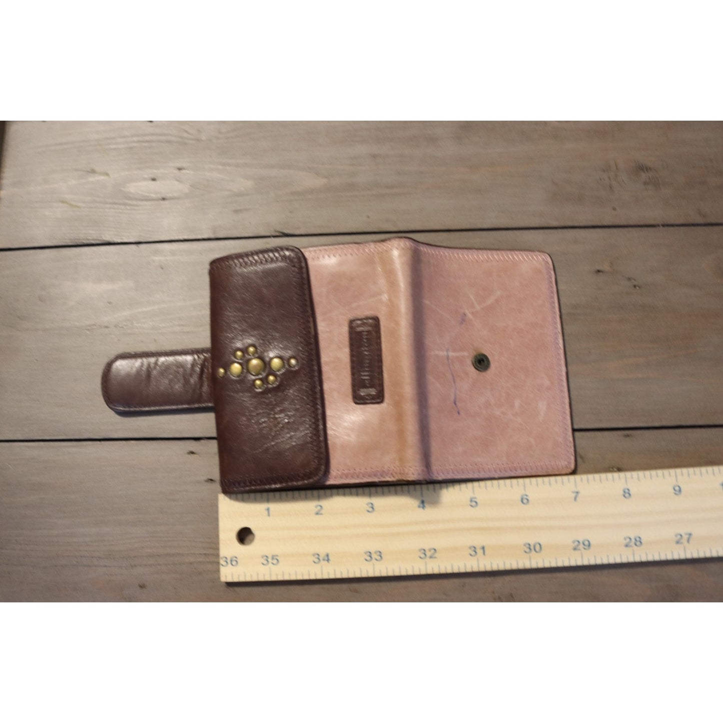 Ellington Leather Two Tone Wallet Pink and Brown