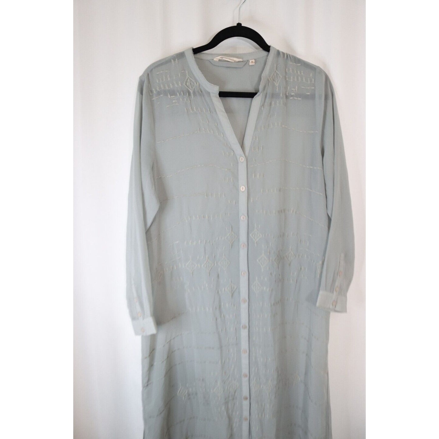 Soft Surrounding Petite Medium Midi Button Up Sheer Top Long Sleeve