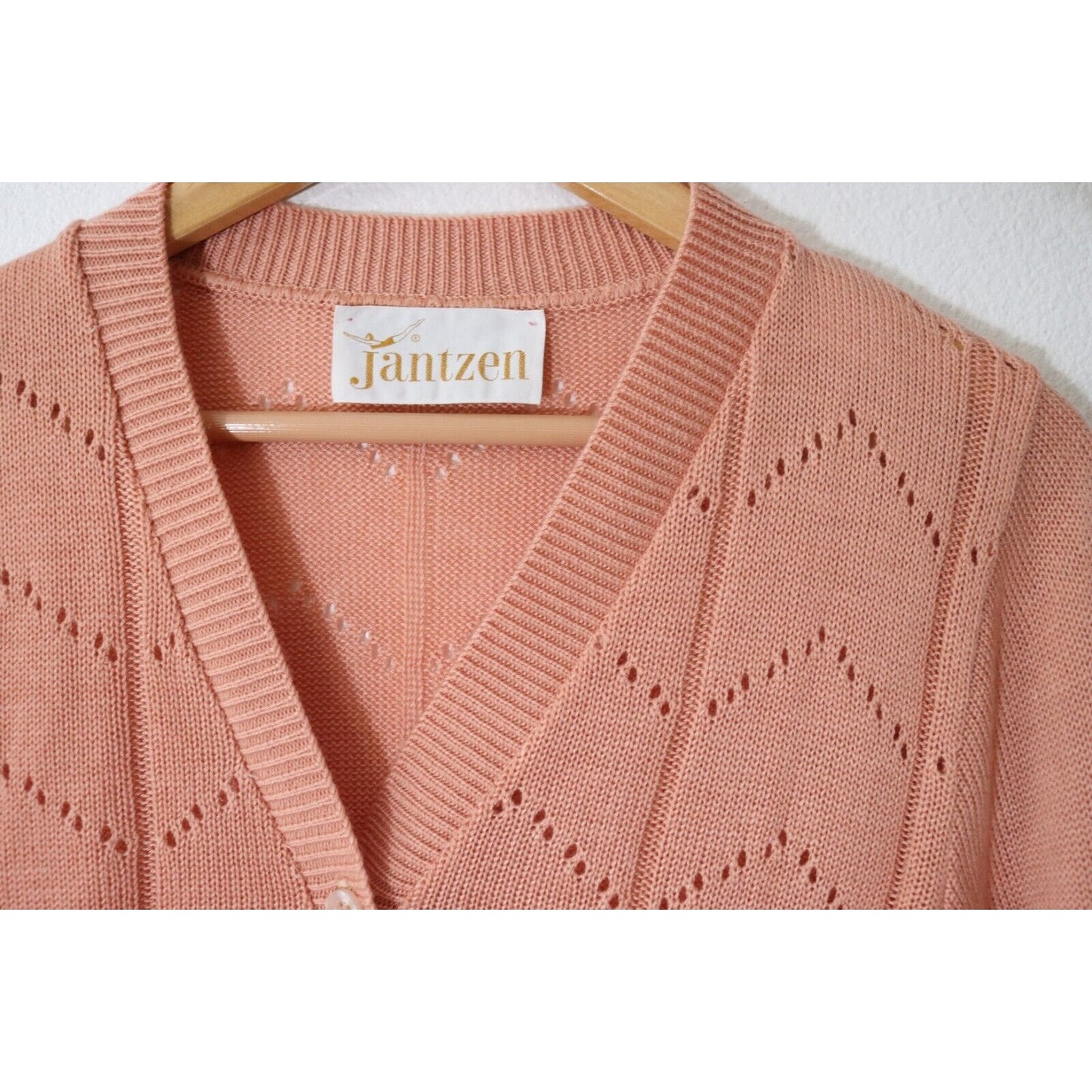 Vintage Jantzen Sweater Button Up Cardigan Size Medium Peach