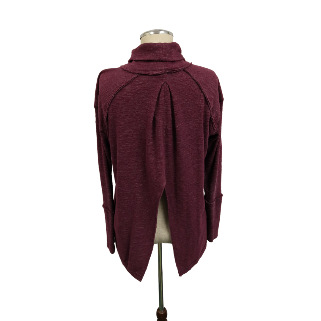 We the free long sleeve turtleneck open back maroon XS (K)