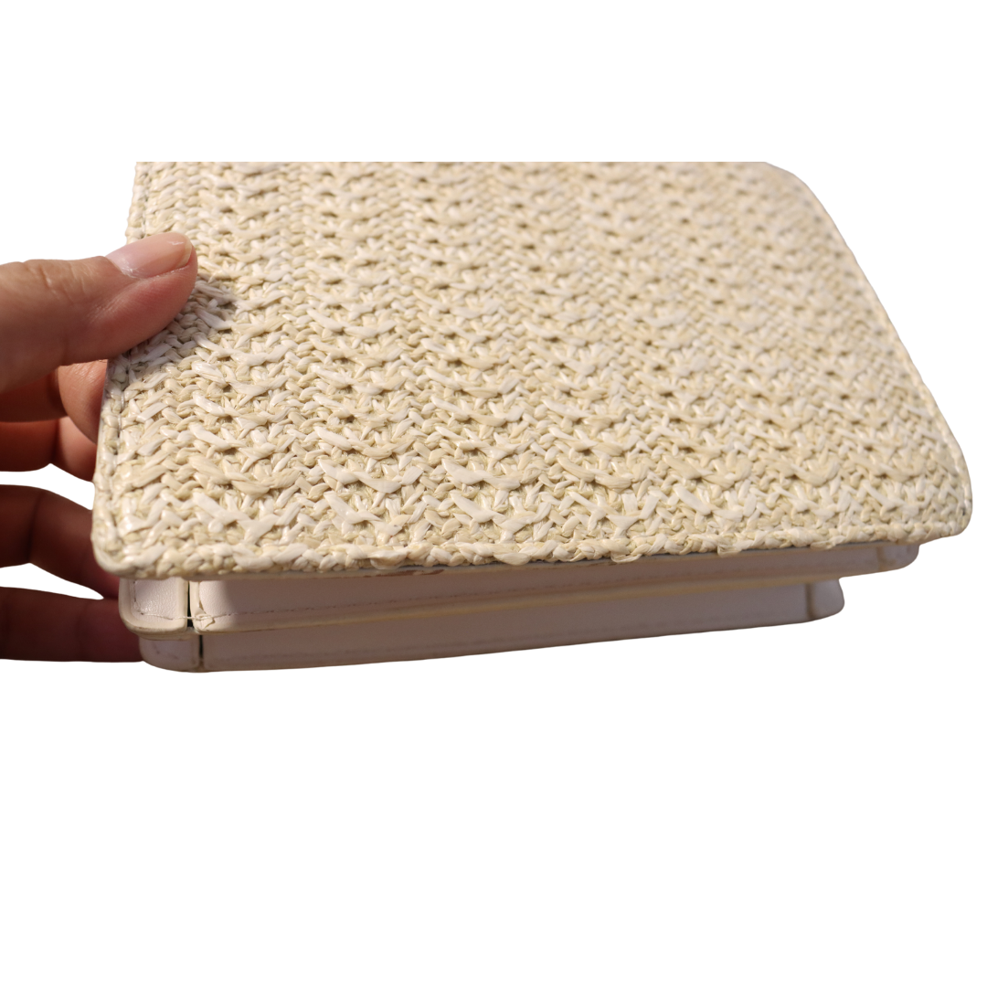 White Weave Straw Crossbody Hangbag
