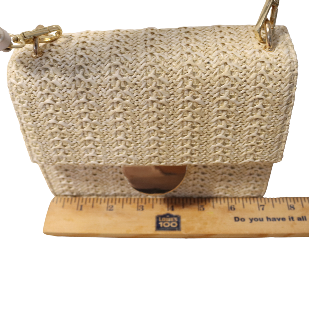 White Weave Straw Crossbody Hangbag
