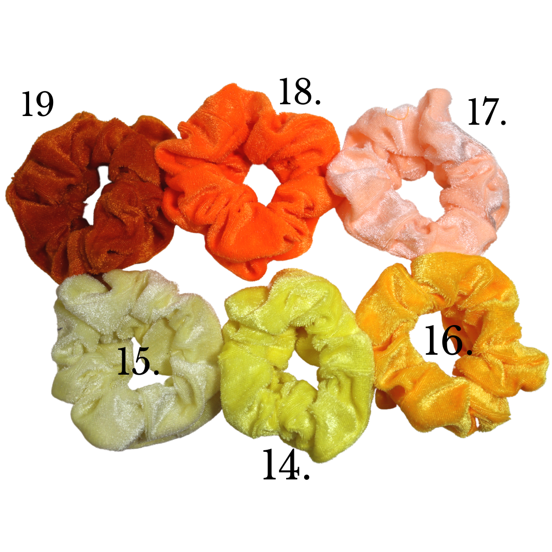 Yellow, Orange, Red Velvet Poof Collection