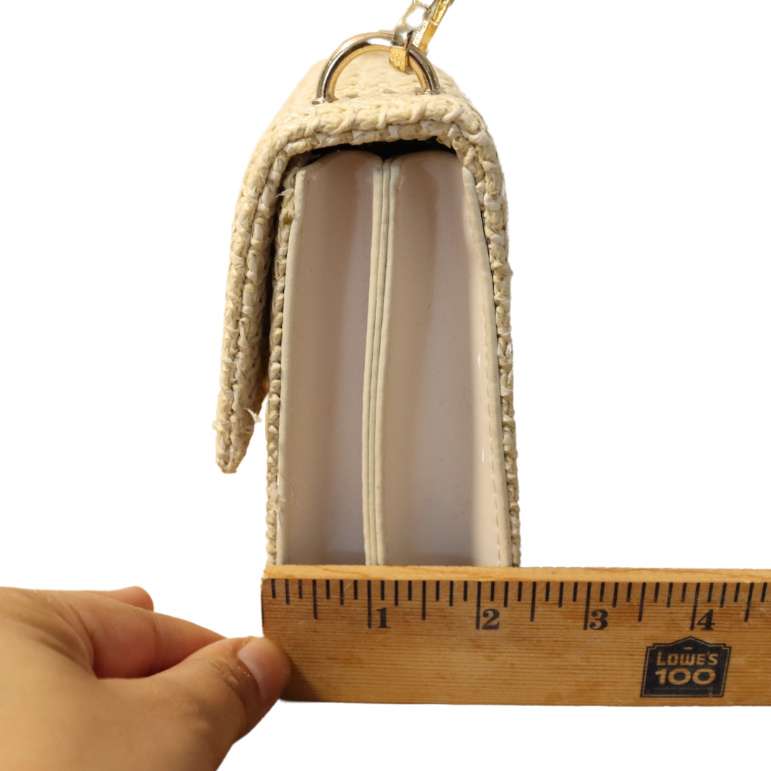 White Weave Straw Crossbody Hangbag