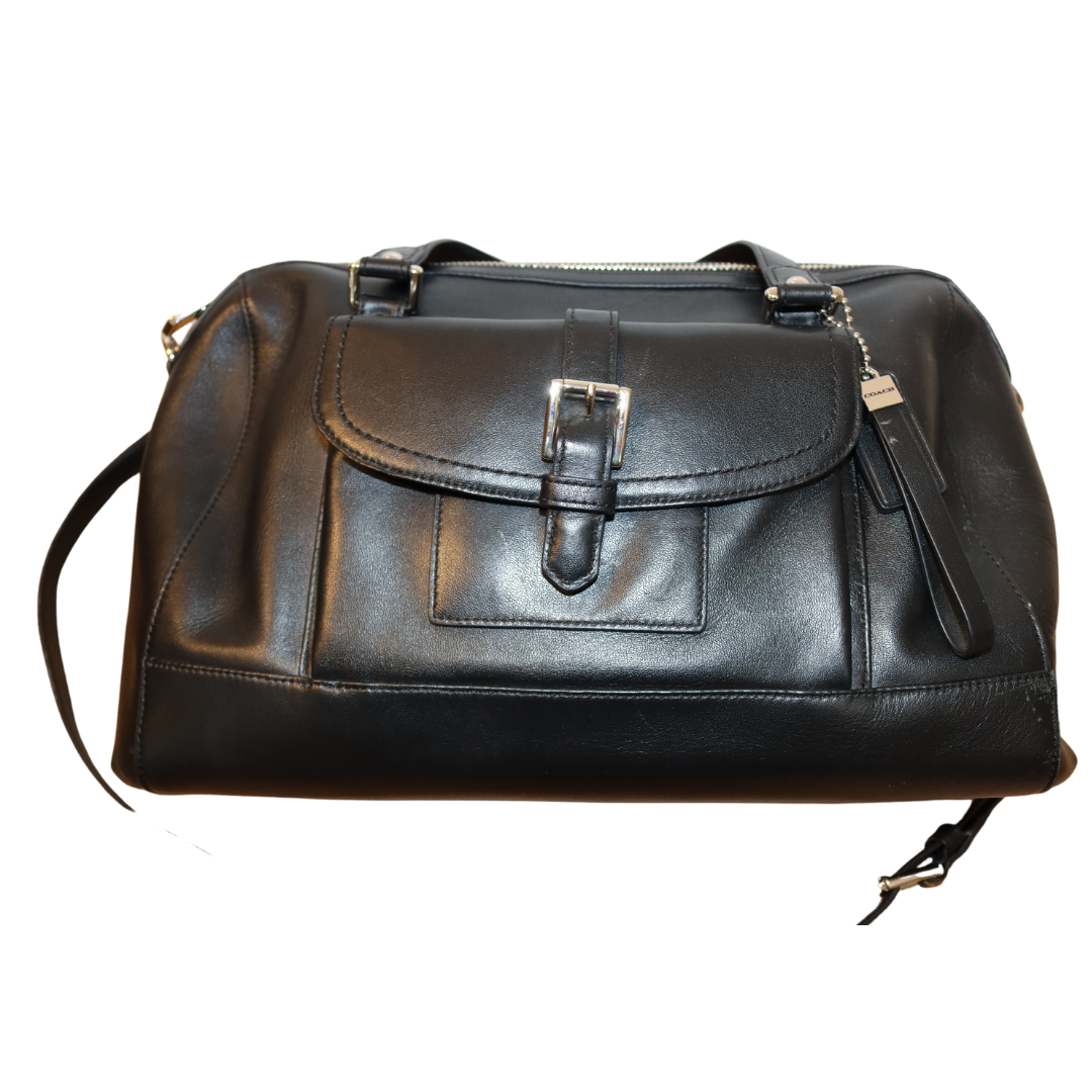 Coach Charlie Convertible Crossbody Large Satchel- Black Leather