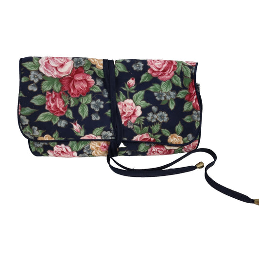 Vintage Cotton Travel Jewelry Bag Floral Green