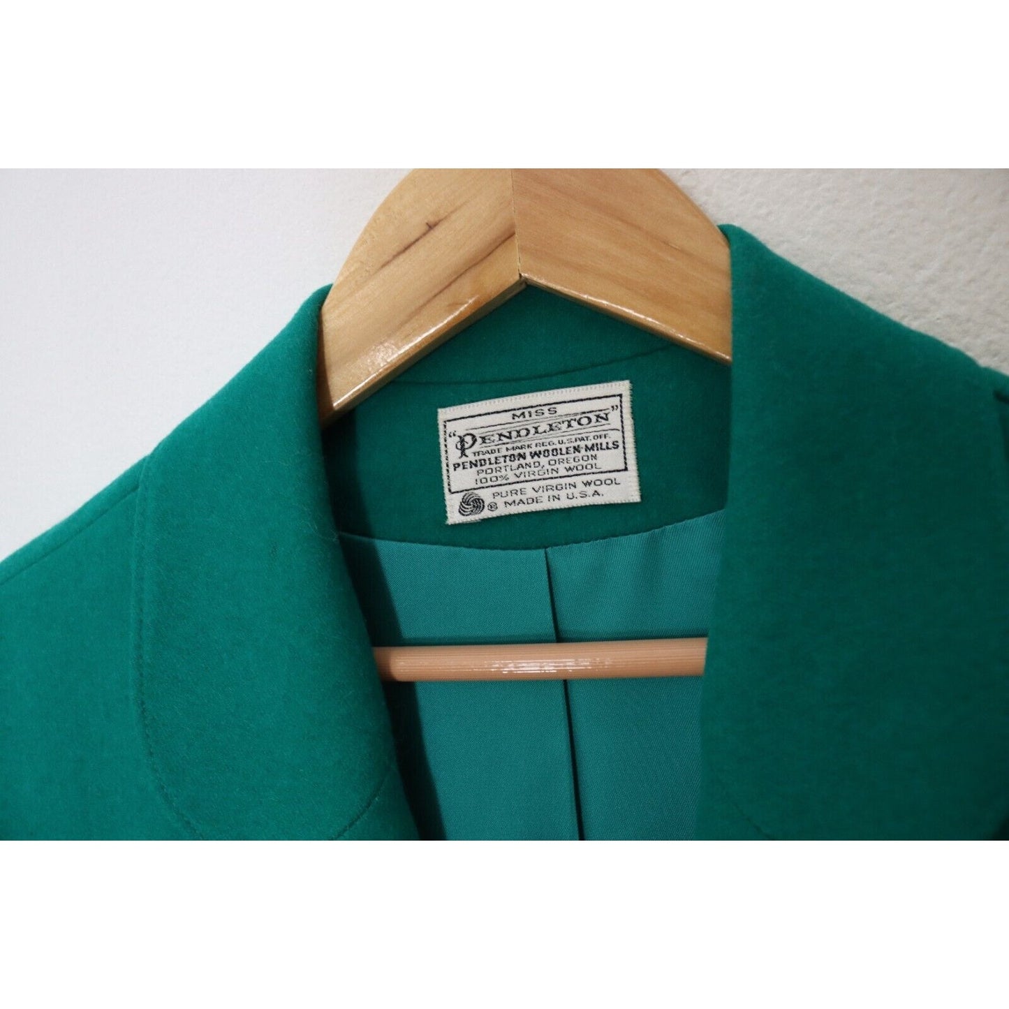 Vintage Pendleton Green Wool Blazer Size 12 Long Sleeve One Button