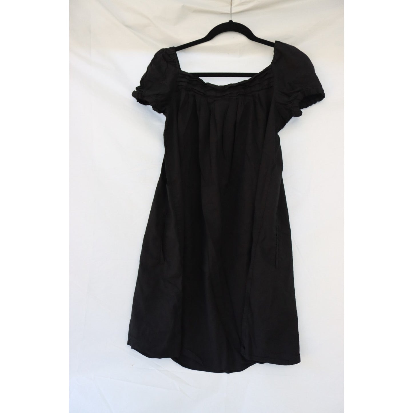Theory Black Dress Size 6 Linen Blend Pockets Short Sleeve