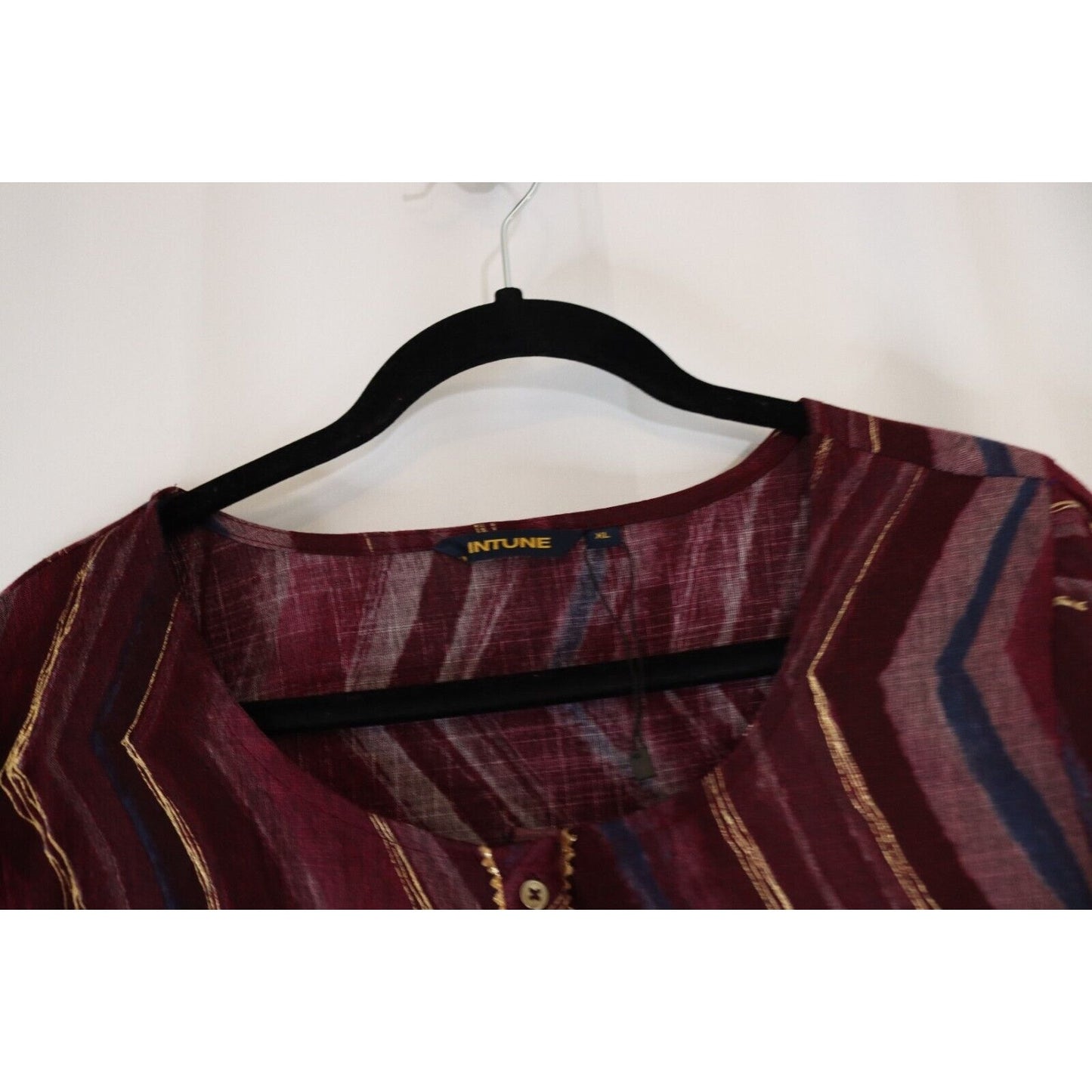 NWT Intune Tunic Red Gold Top 3/4 Sleeve Size 43"