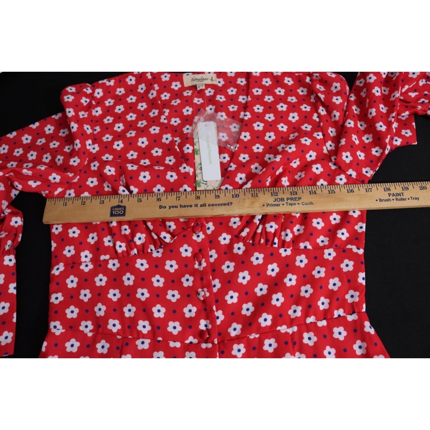 Timeless London Jumpsuit Red with Flowers Short Sleeve Size 8
