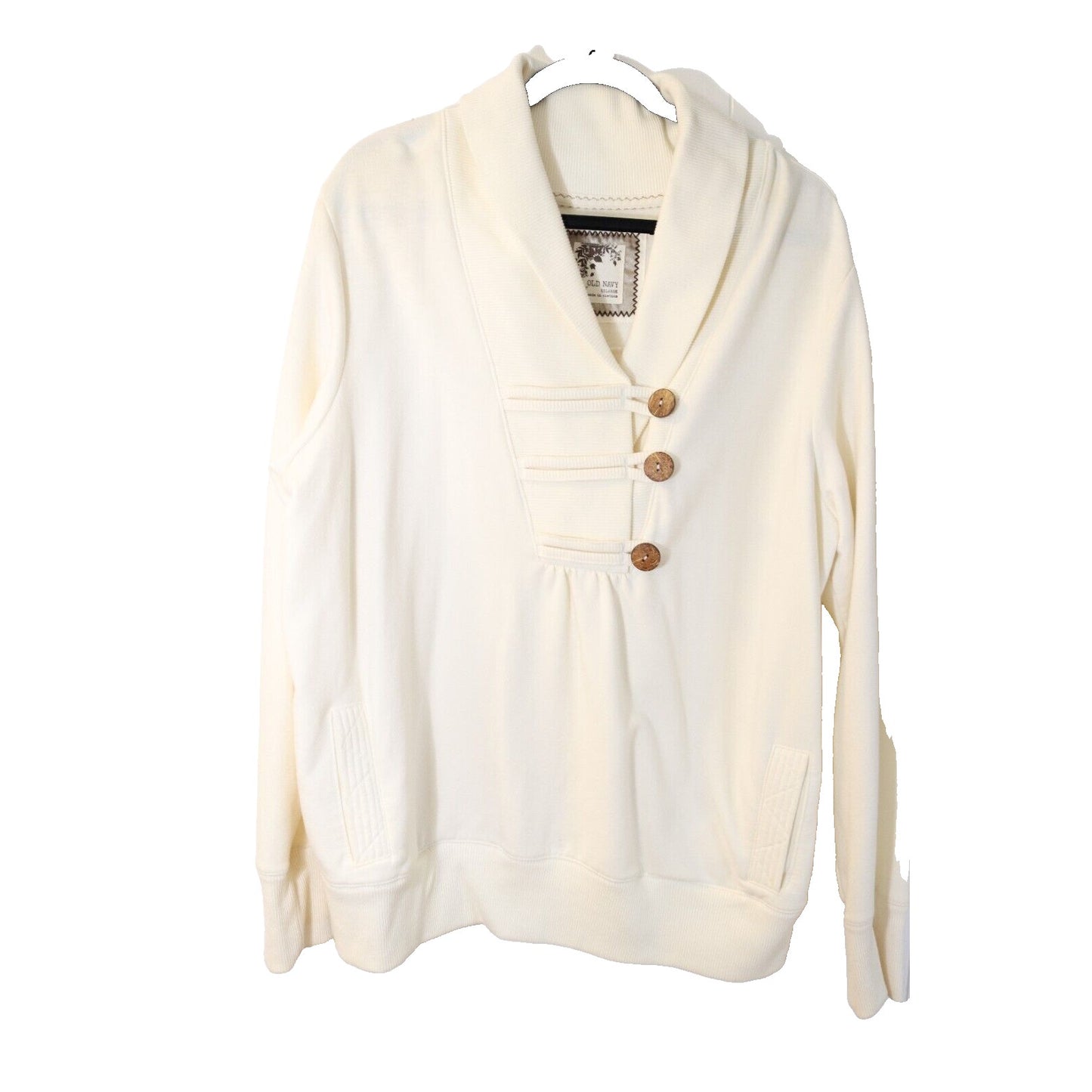 Old Navy White Sweater Size XXL Long Sleeve Button Accent