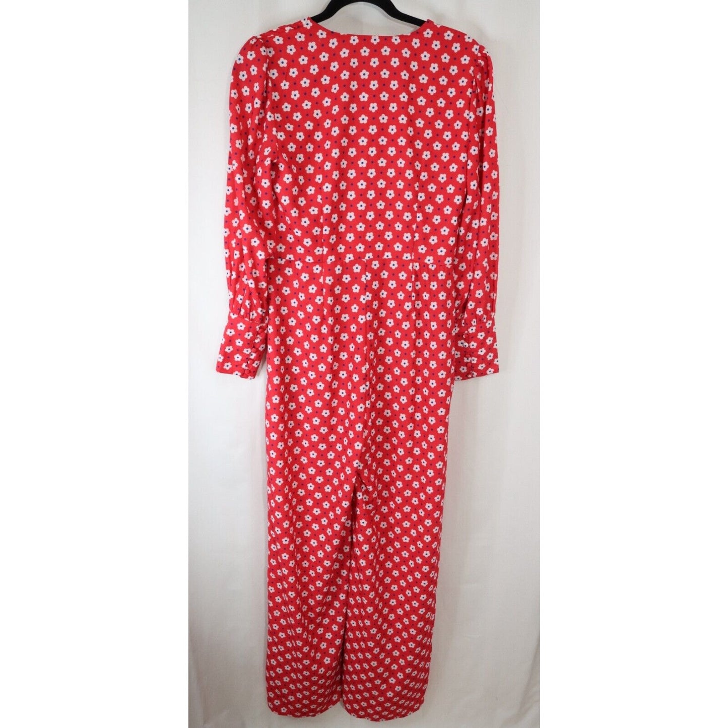 Timeless London Jumpsuit Red with Flowers Short Sleeve Size 8