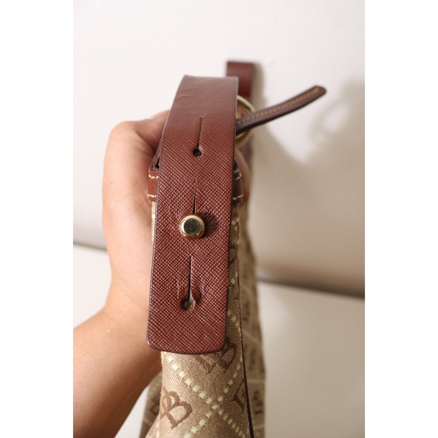 Dooney and Bourke Monogram Brown and Beige Bag Flaw No Strap