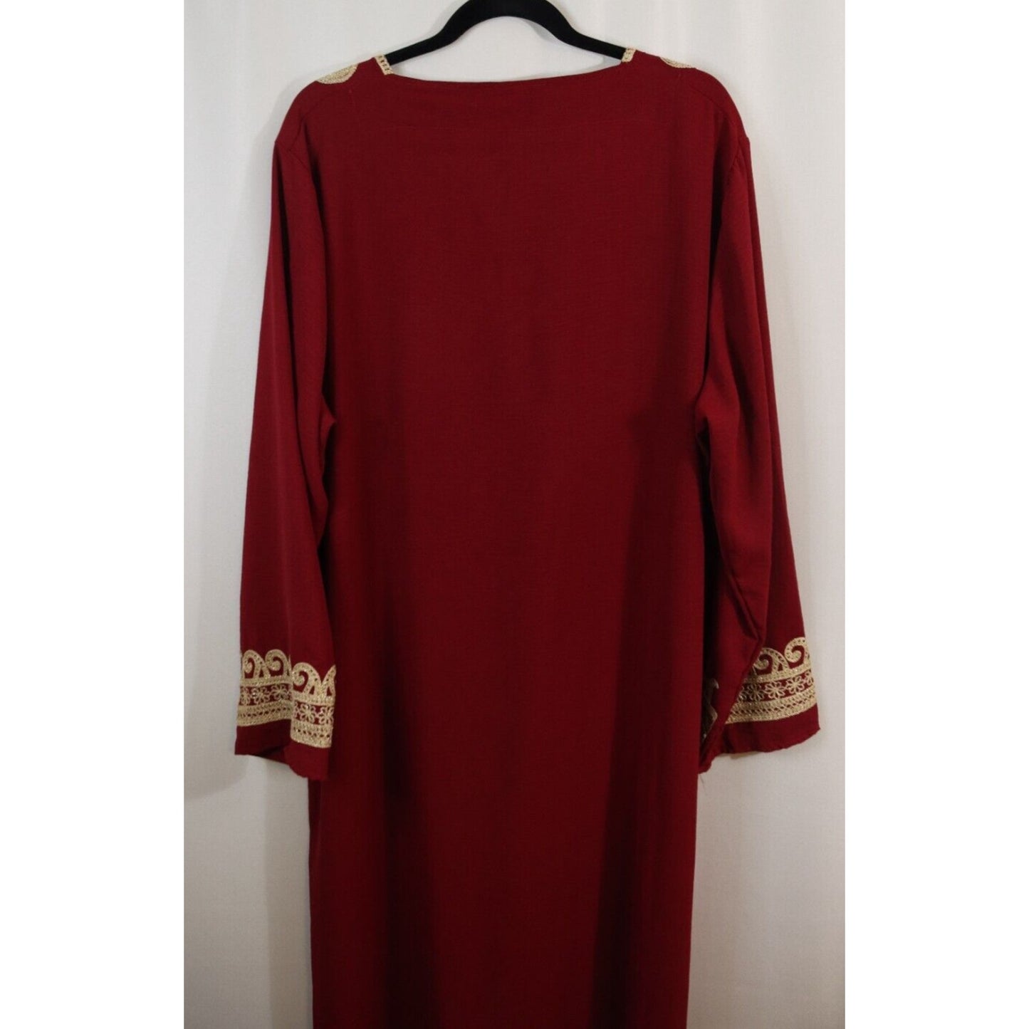 Red and Gold Abaya Maxi Dress Long Sleeve