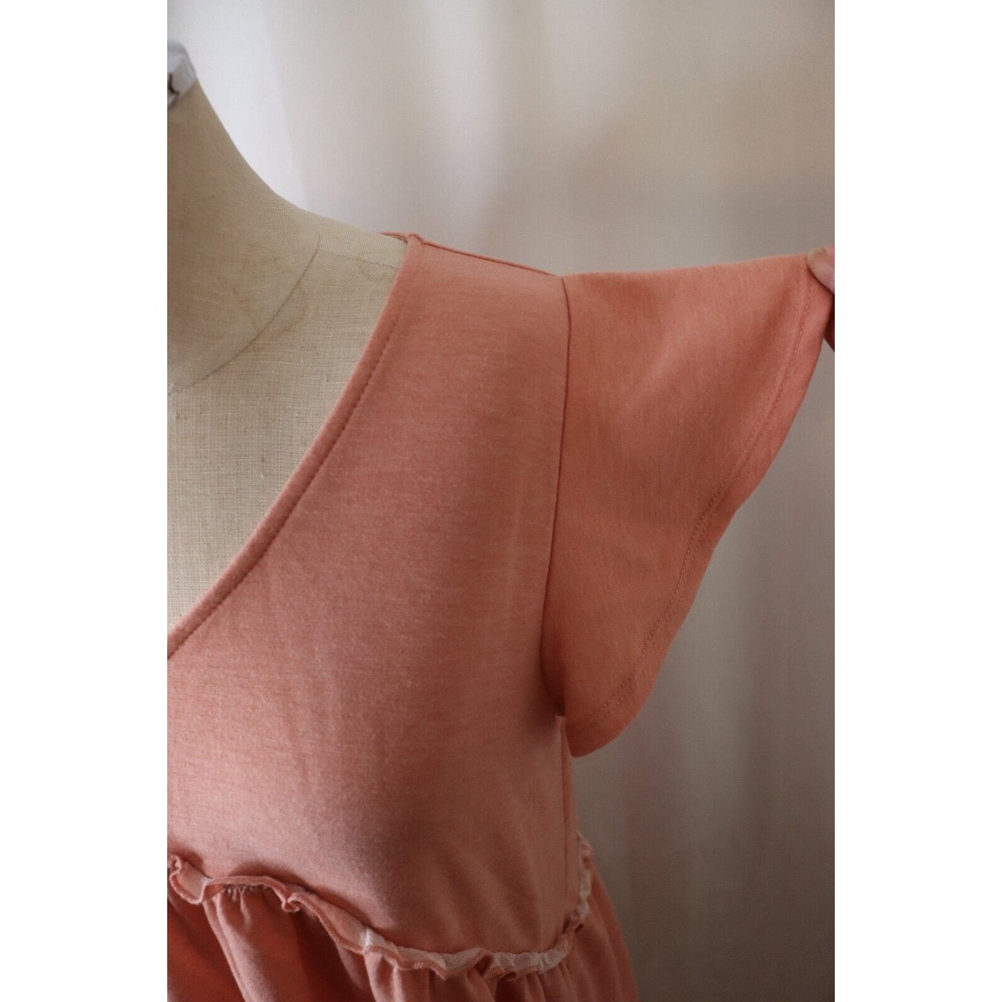 Altar'd State Peach Mini Shift Dress V Neck Short Sleeve Size Medium