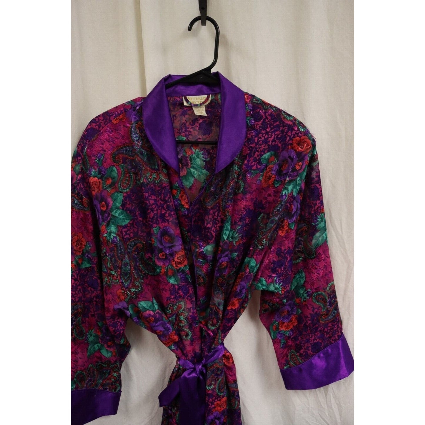 Vintage 90s Victoria’s Secret Gold Label Floral Midi Kimono Robe ~ M/L w/tie
