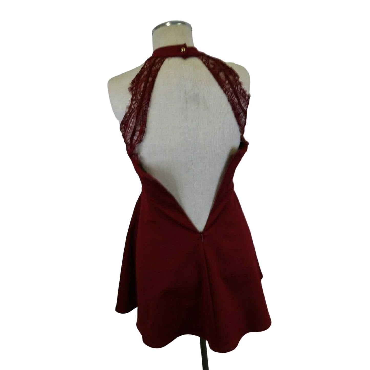 Lulus Women Burgundy Halter Sleeveless Fit+Flare Party Dress Size XS 57D1955D25 (a)