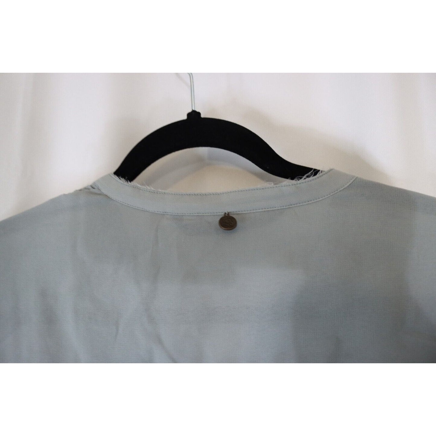 Soft Surrounding Petite Medium Midi Button Up Sheer Top Long Sleeve