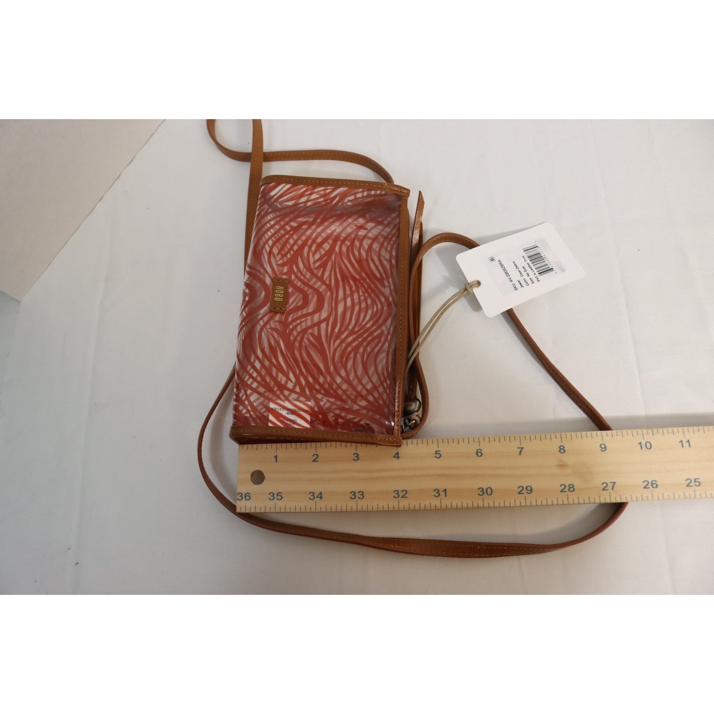 HOBO NWT Orange and tan Women's Jewel Clear Crossbody Leather Trim Purse
