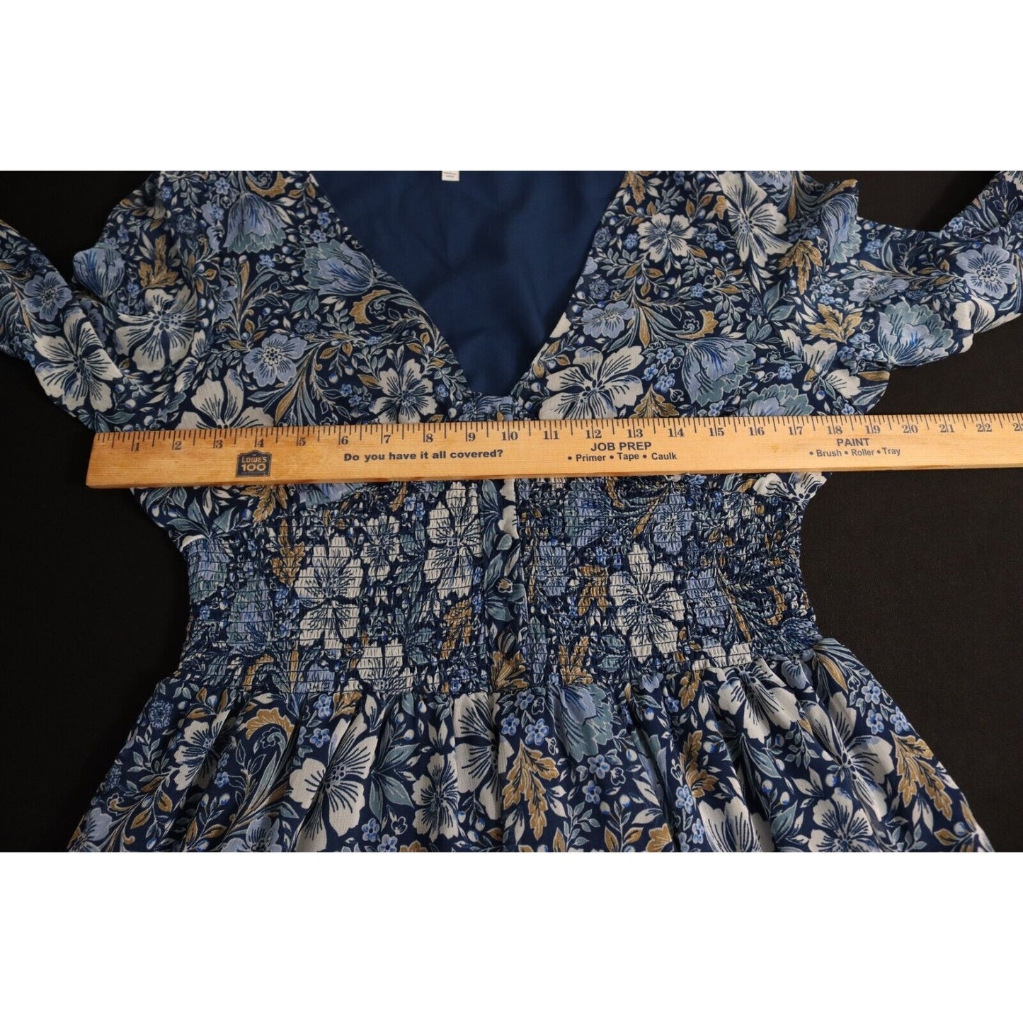 Patrons of Peace Maxi Dress Blue Sheer Arms Smock Buttons Size Large