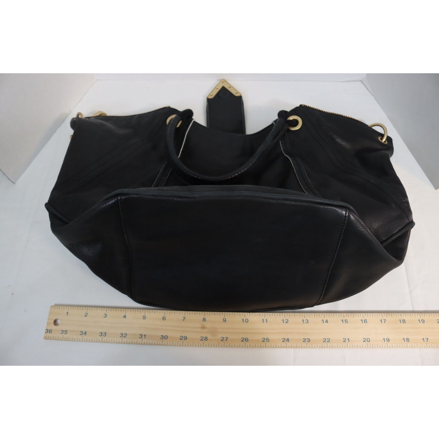 Pour La Victoire Black Leather Bag Large Double Handle Shoulder Bag