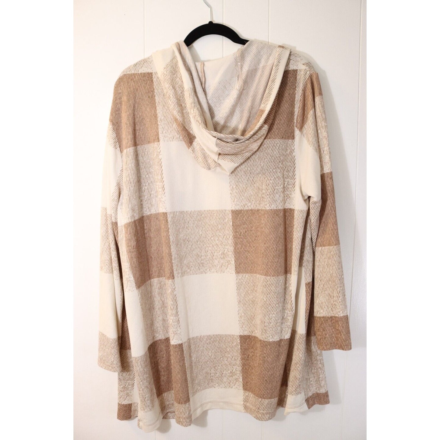 Truself Cardigan Open Hoodie Size 1X Beige/Brown