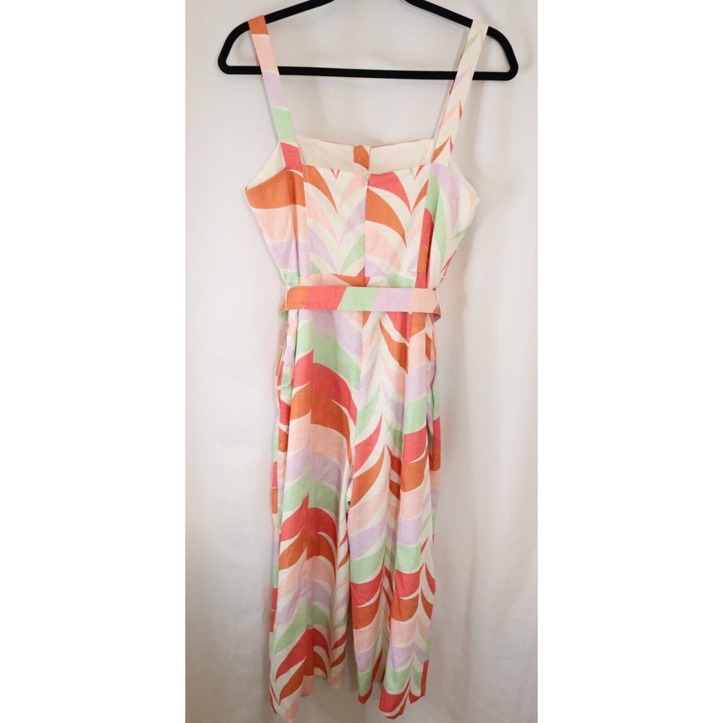 Modcloth X Hutch Wide Leg Jumpsuit Stripe Size 4 Zip Closure Lined Belt