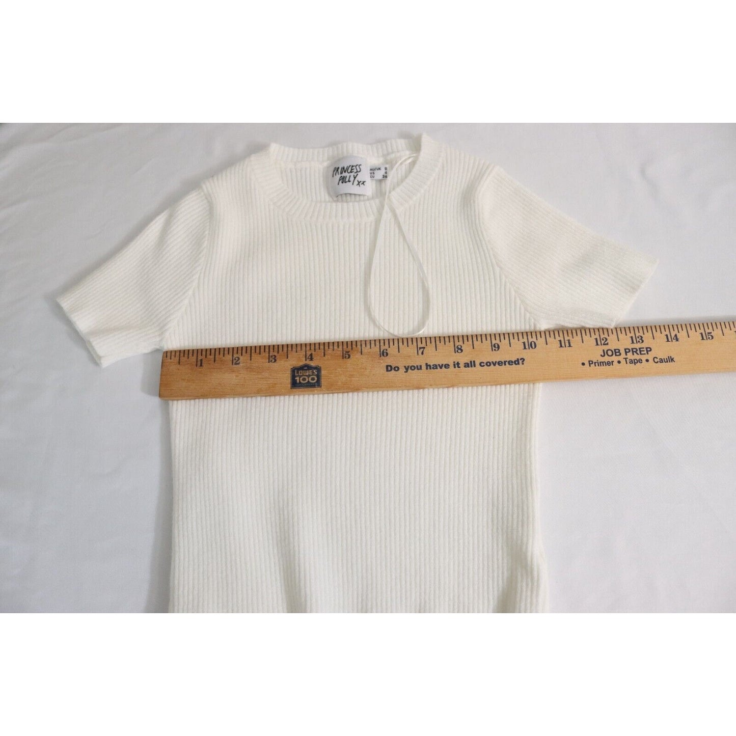 Princess Polly White Cropped Short Sleeve Top Size 4