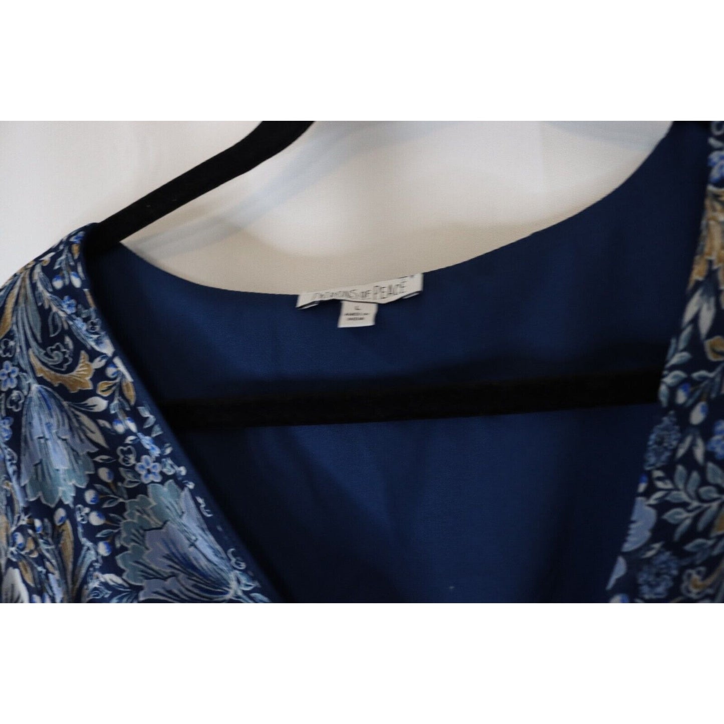 Patrons of Peace Maxi Dress Blue Sheer Arms Smock Buttons Size Large