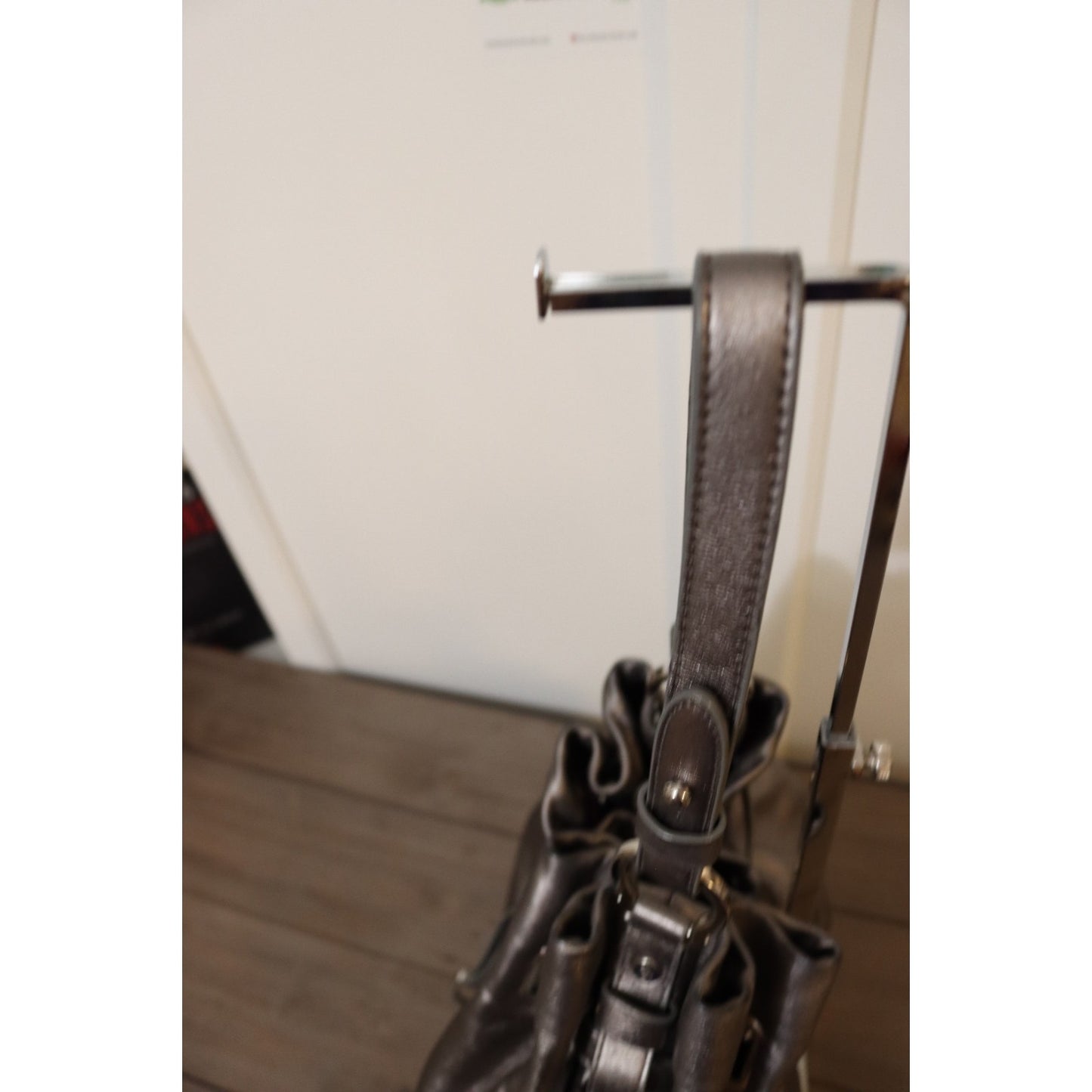 Cole Haan Silver Leather Bucket Bag Drawstring