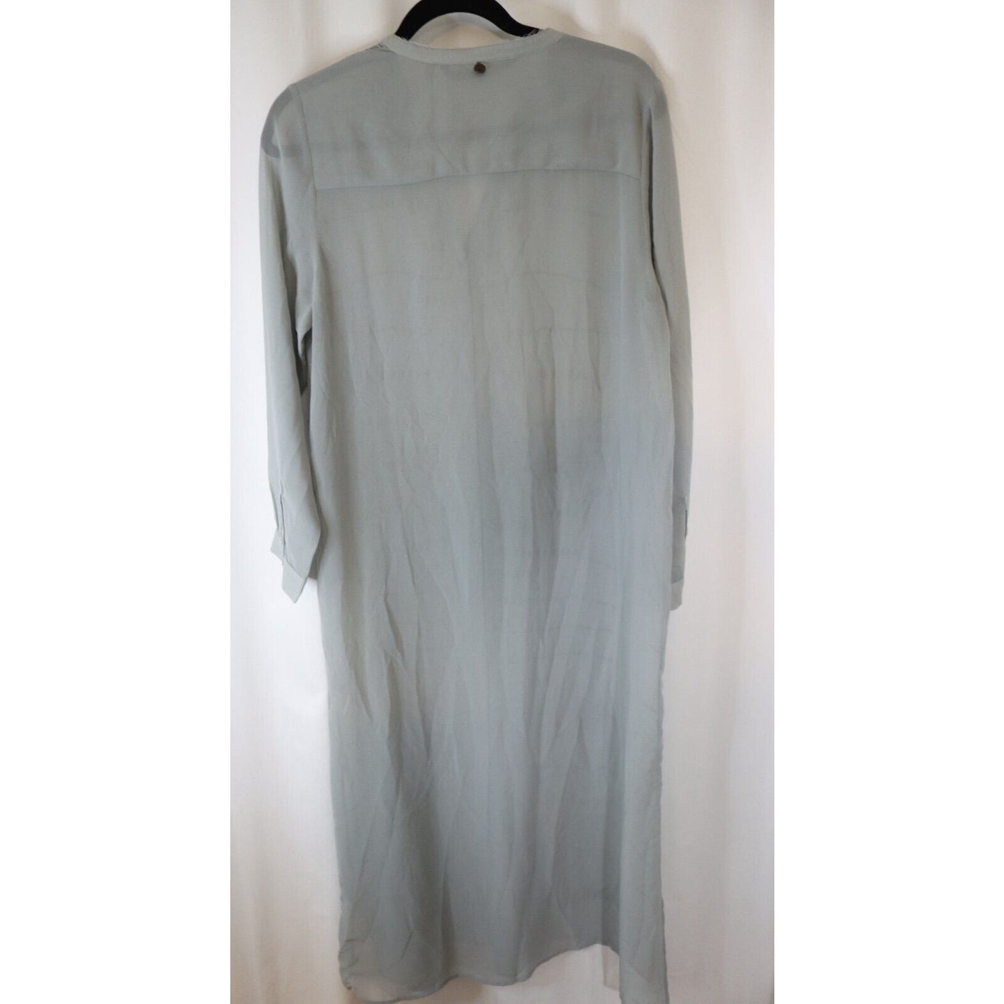 Soft Surrounding Petite Medium Midi Button Up Sheer Top Long Sleeve