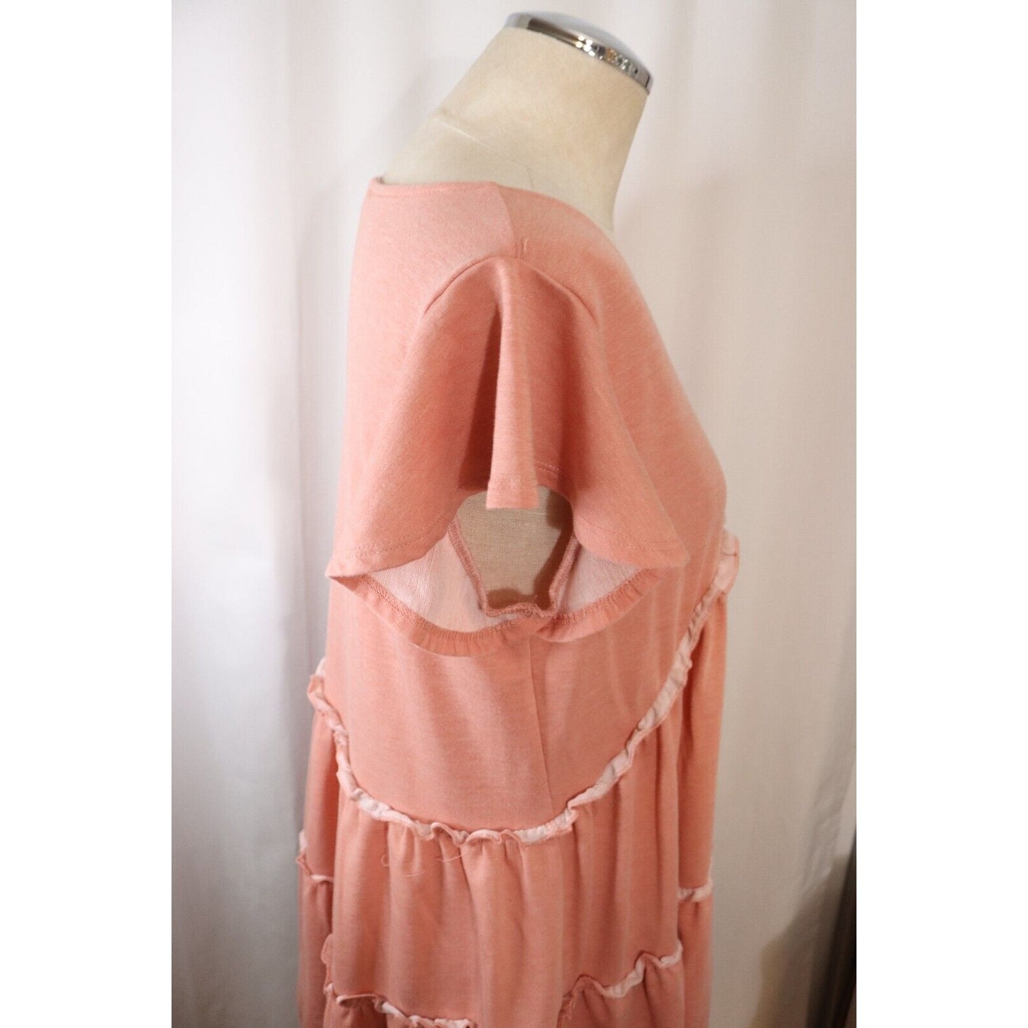 Altar'd State Peach Mini Shift Dress V Neck Short Sleeve Size Medium