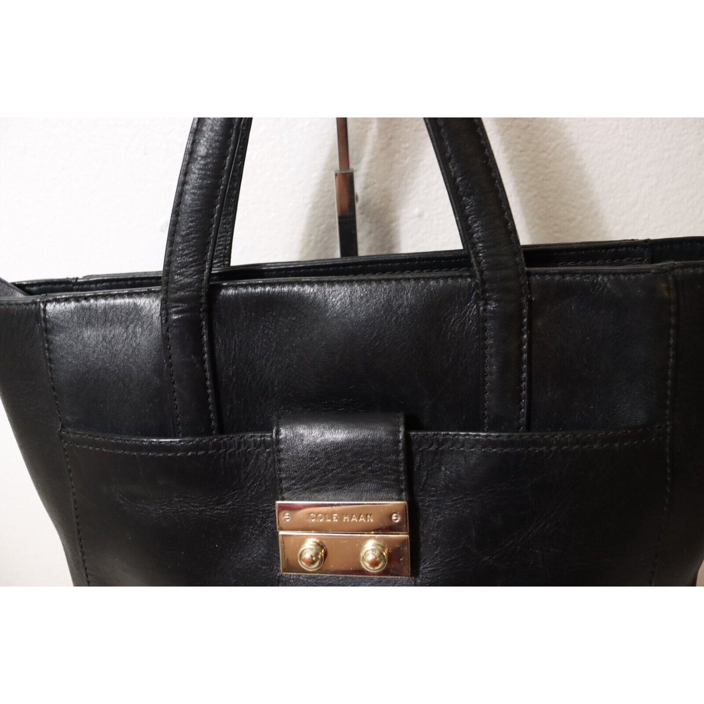 Cole Haan Black Leather Double Handle Shoulder Bag