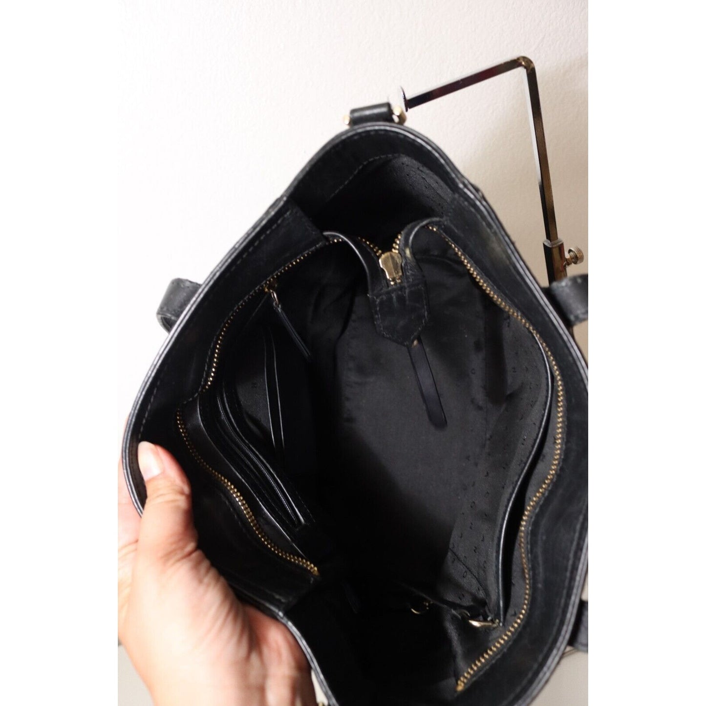 Cole Haan Black Leather Double Handle Shoulder Bag