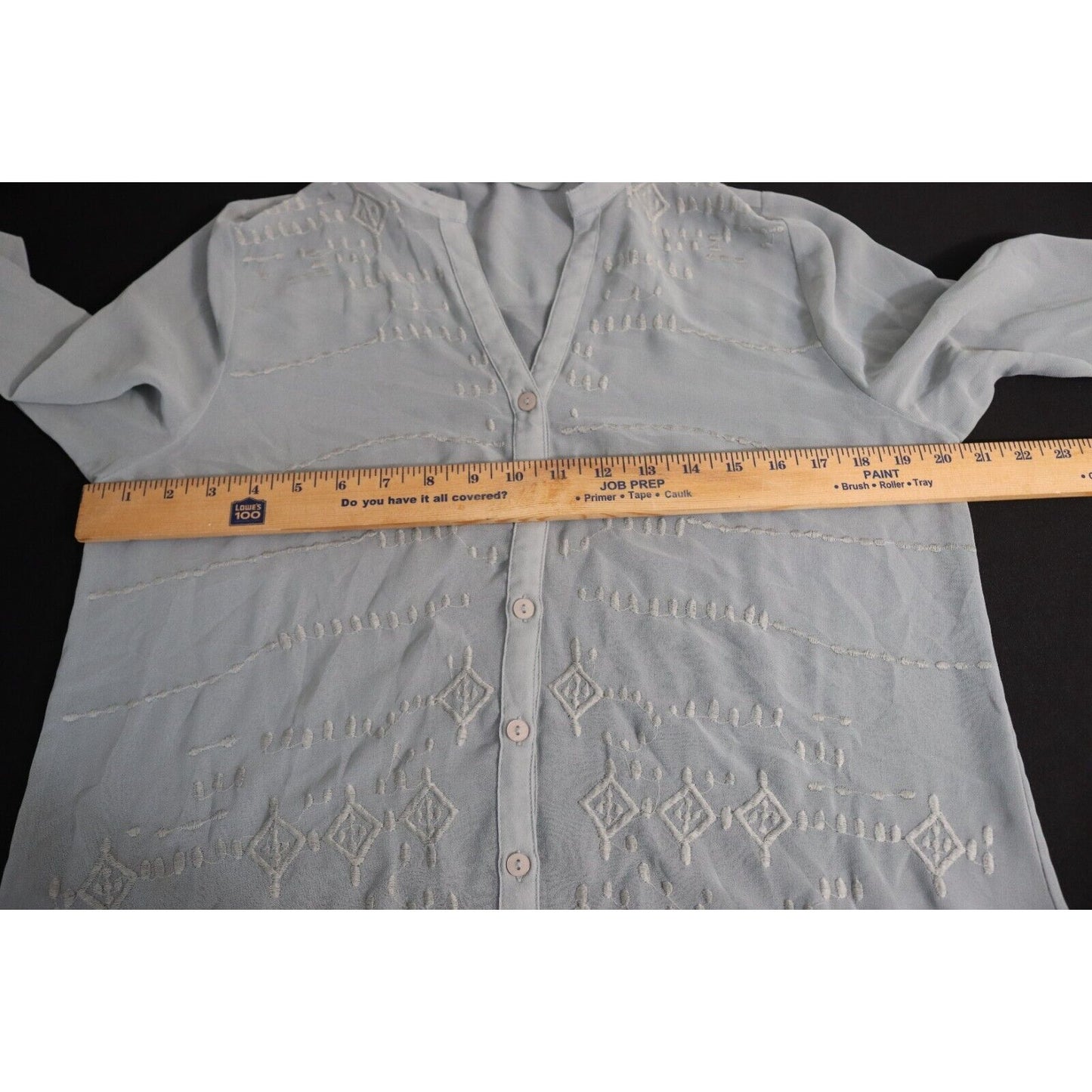 Soft Surrounding Petite Medium Midi Button Up Sheer Top Long Sleeve