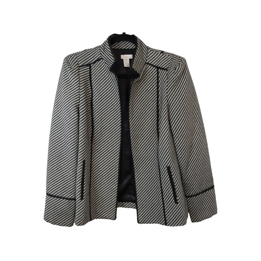 Chico's Blazer Long Sleeve Business Size 0 Open Black and White Zip Sleeves