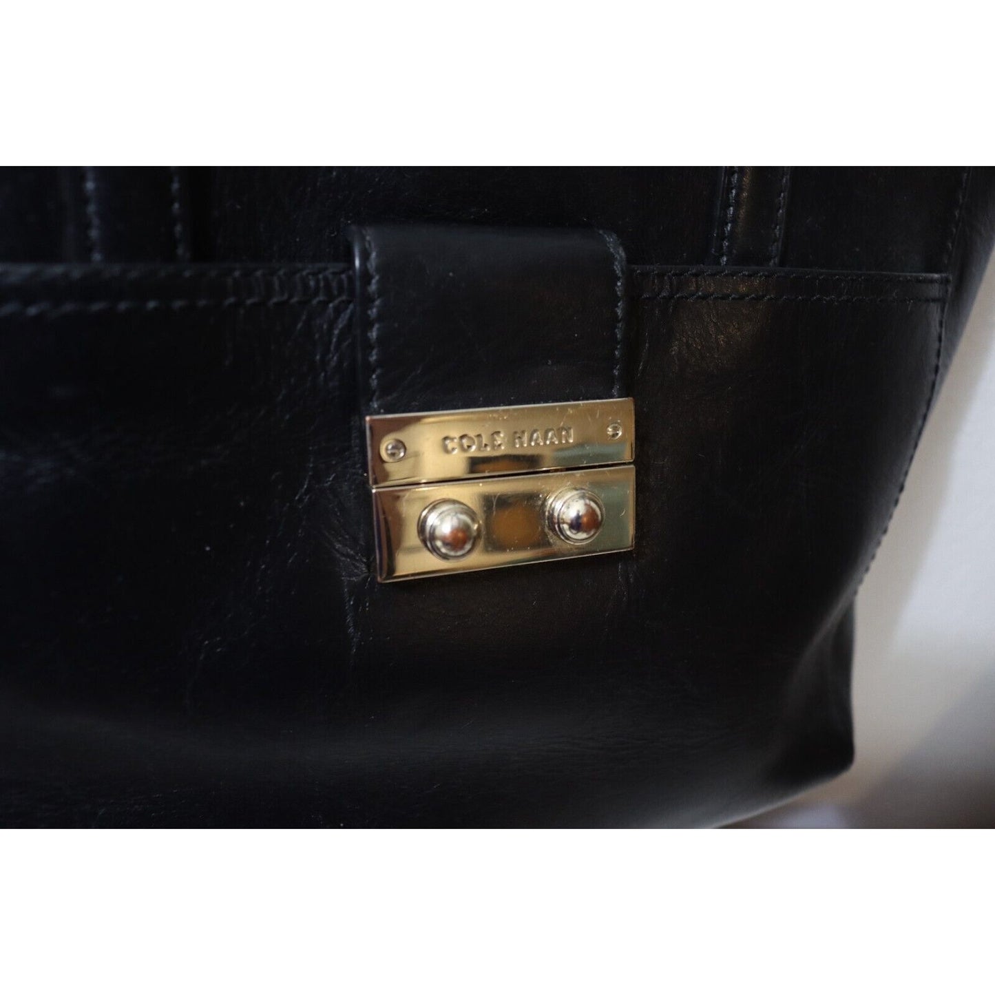 Cole Haan Black Leather Double Handle Shoulder Bag