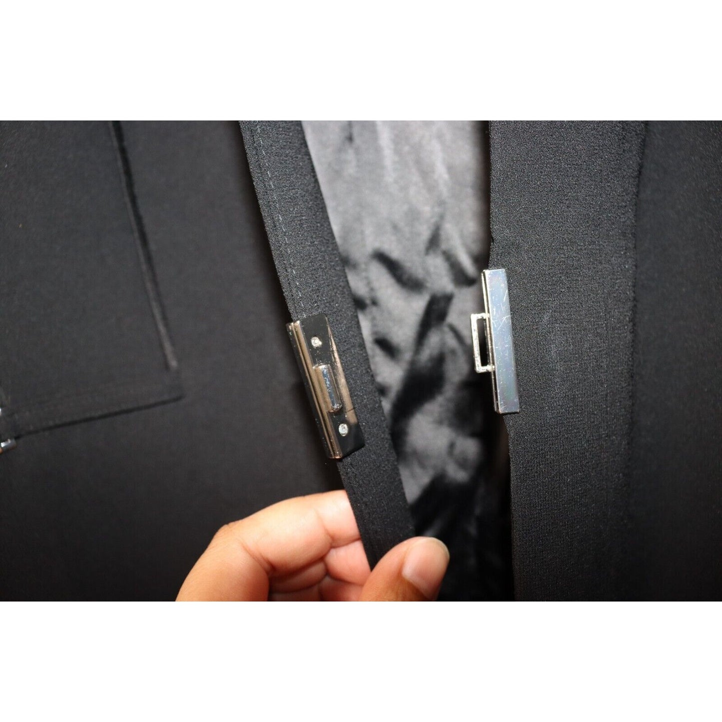 Cache Black Blazer Size 14 Silver Hardware Triacetate/Polyester