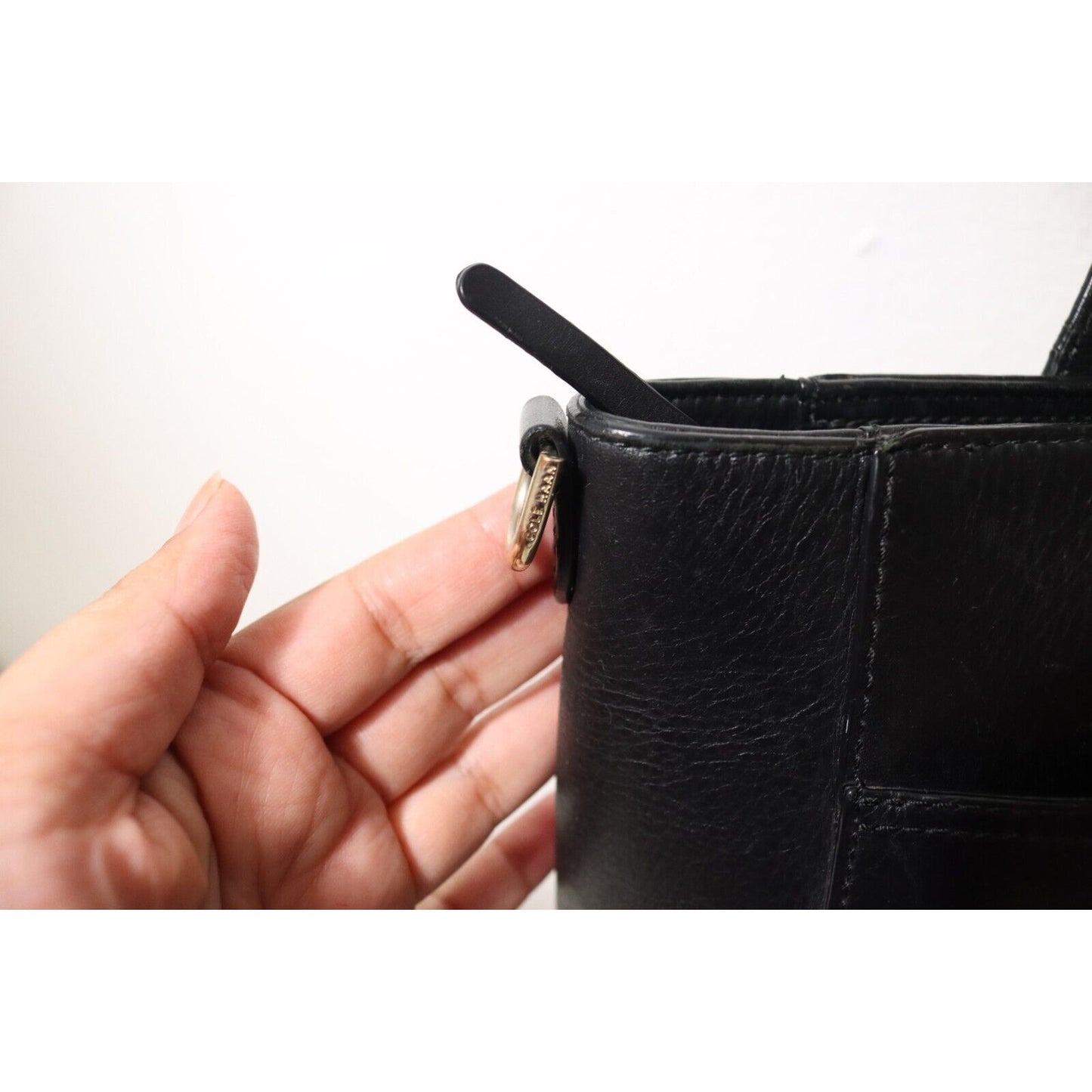 Cole Haan Black Leather Double Handle Shoulder Bag