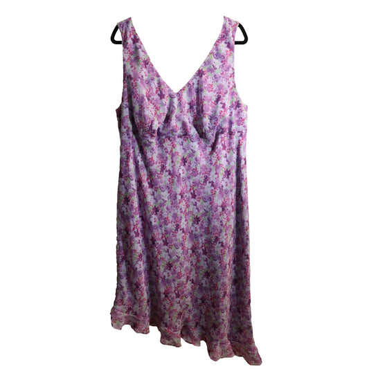 Venezia Dresses Purple Floral Pullover Flirty Ruffle Hem Lined