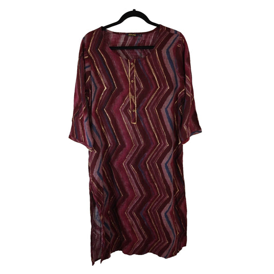 NWT Intune Tunic Red Gold Top 3/4 Sleeve Size 43"