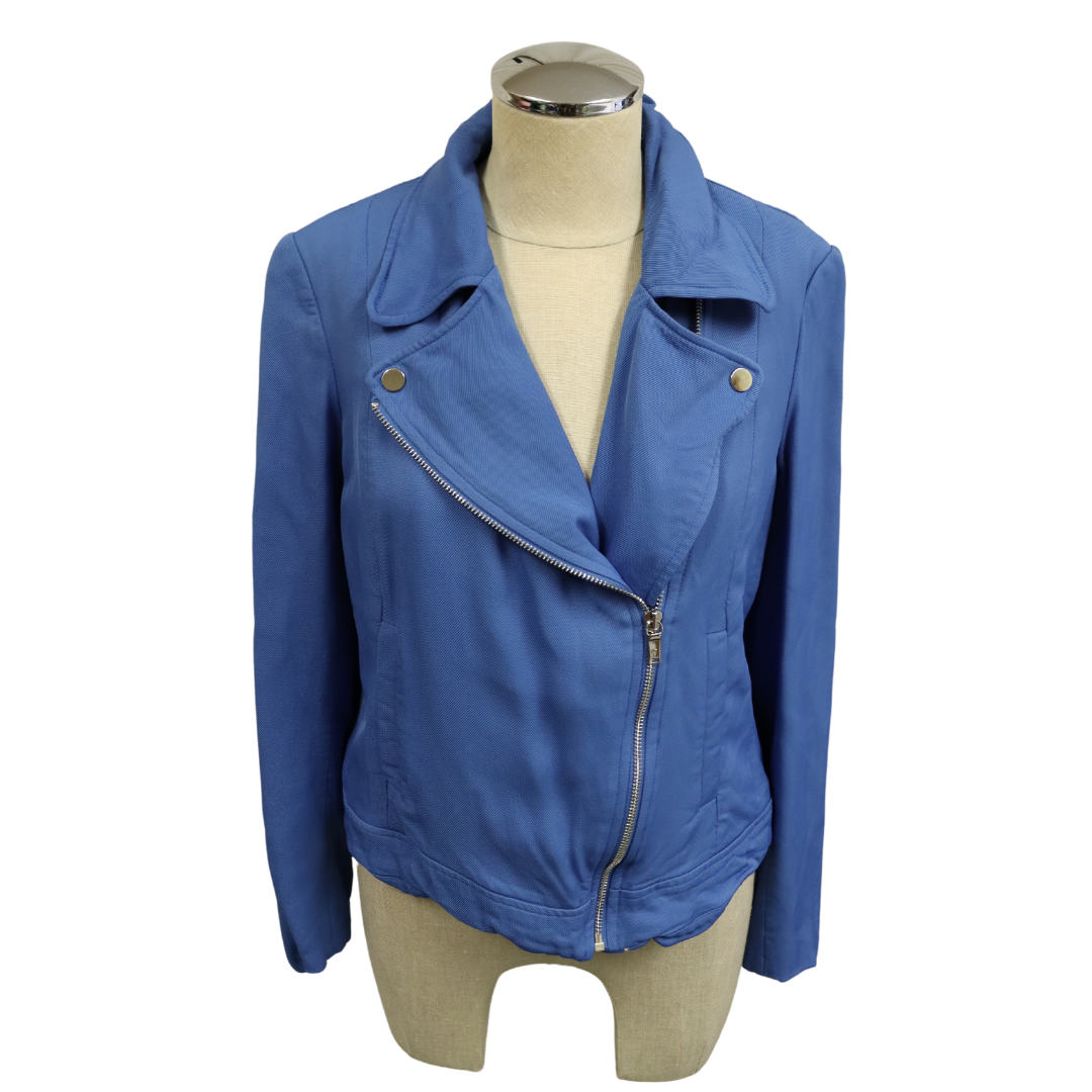 Massimo Dutti Blue Zip Up Jacket Long Sleeve Asymmetrical (K)