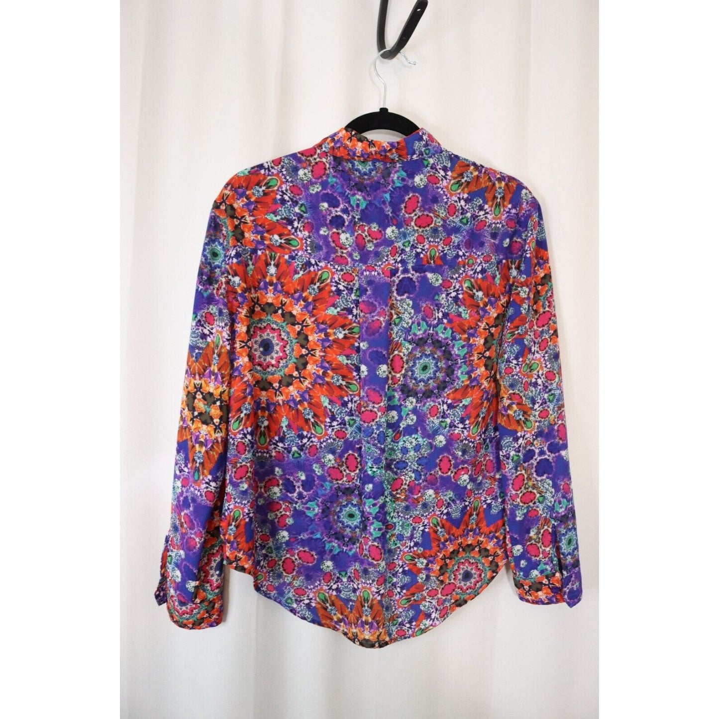 L'Amour Button Up Top Size Small Nanette Lepore High Low Polyester Sheer