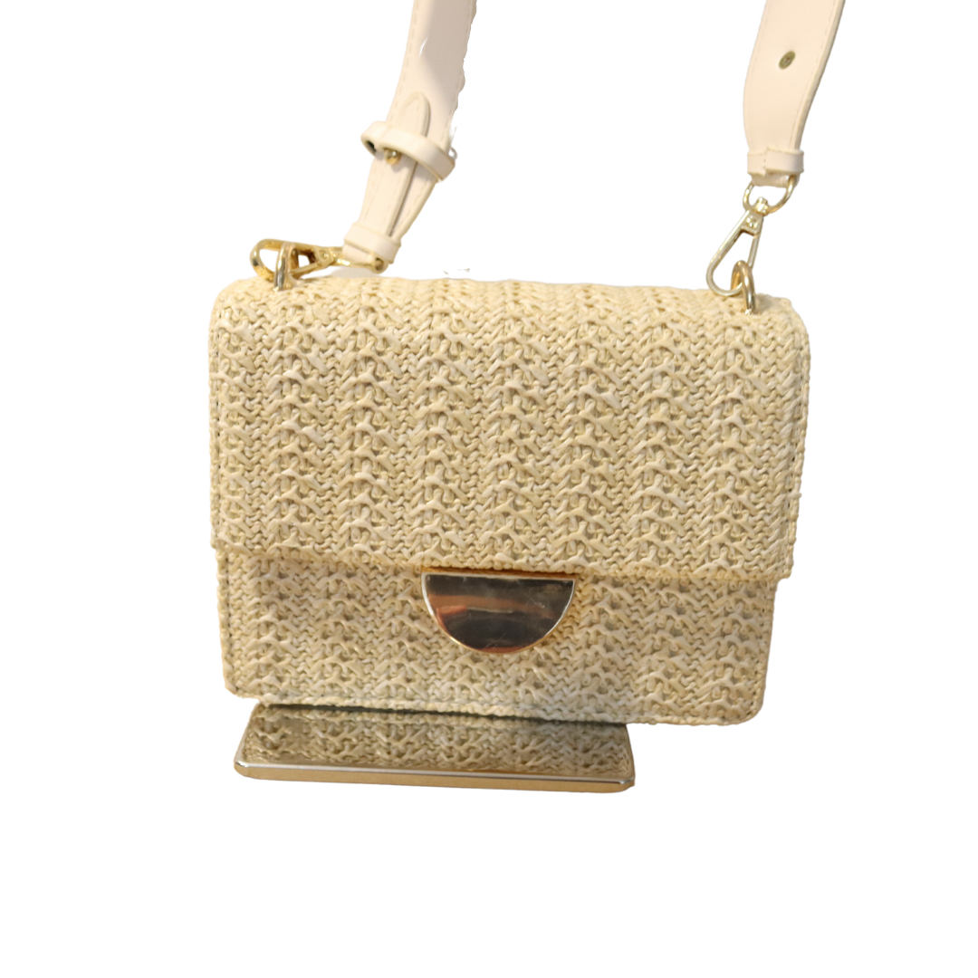 White Weave Straw Crossbody Hangbag